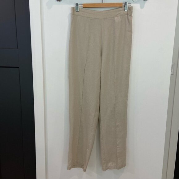 Breezed TARAVAO Flowy trousers pants 100% linen neutral tan size medium wide leg - Picture 10 of 13